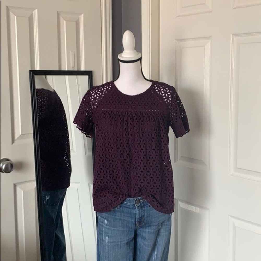 J. Crew - Purple Eyelet Women's Top size 6 - Picture 6 of 11